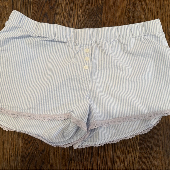 Brandy Melville Pants - Brandy Melville Blue and White Striped Shorts
